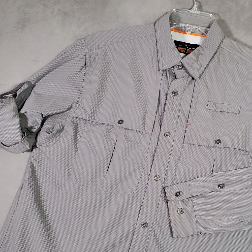 Orvis Trout Bum Shirt Mens XL Gray Vented Quick Dry Long Sleeve‎ Fishing Outdoor